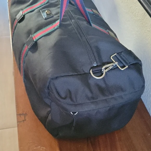 Gucci Black Techno Cat Head Duffel Bag with Red and Green Stripes - Picture 6 of 16